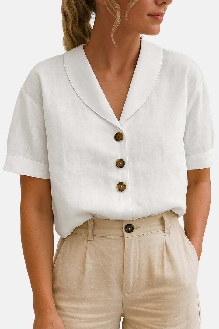 Ashlira | Short Sleeve Blouse with Button Front