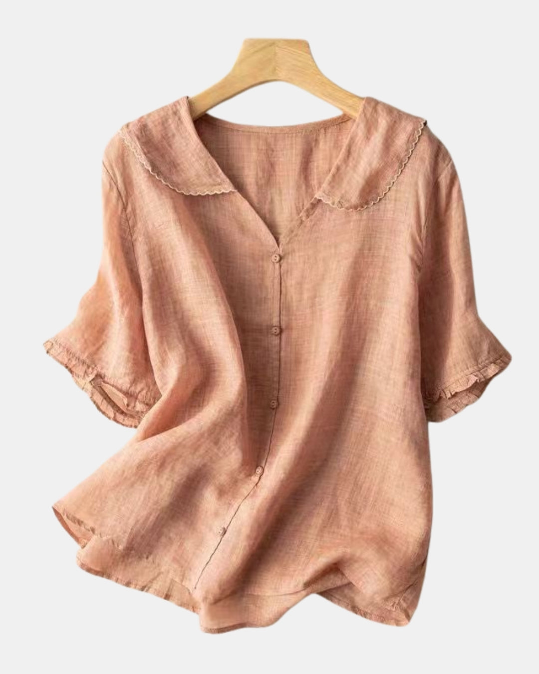 Avaressa | Classic Button Front Blouse with Scalloped Collar