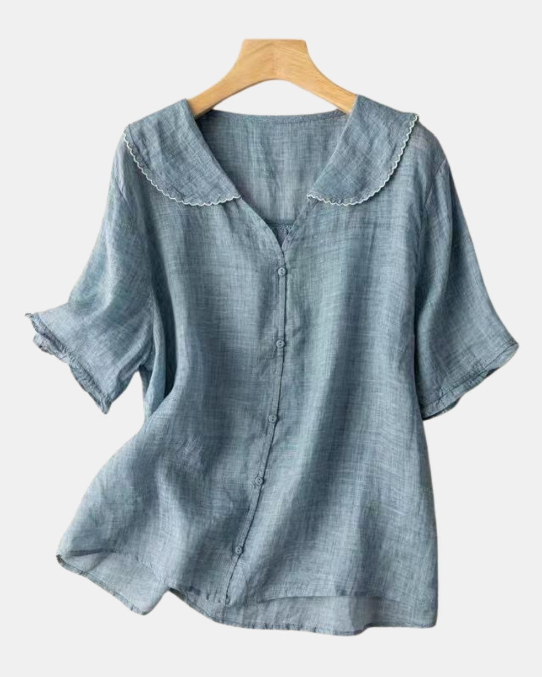 Avaressa | Classic Button Front Blouse with Scalloped Collar