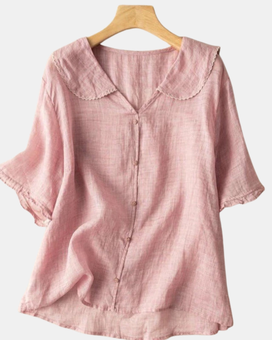 Avaressa | Classic Button Front Blouse with Scalloped Collar