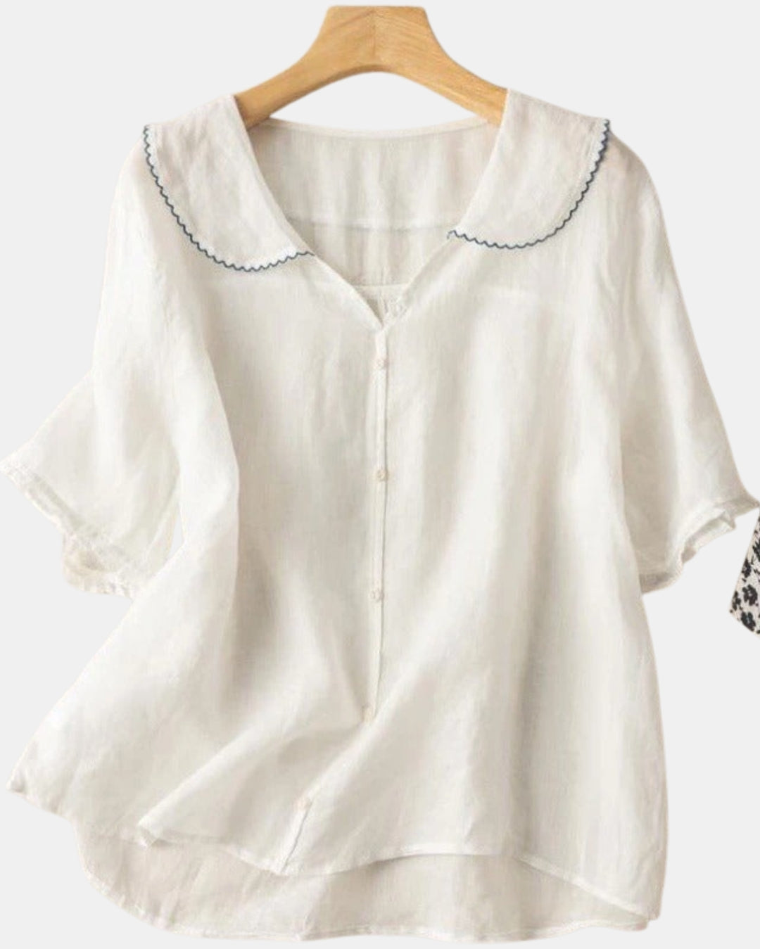 Avaressa | Classic Button Front Blouse with Scalloped Collar