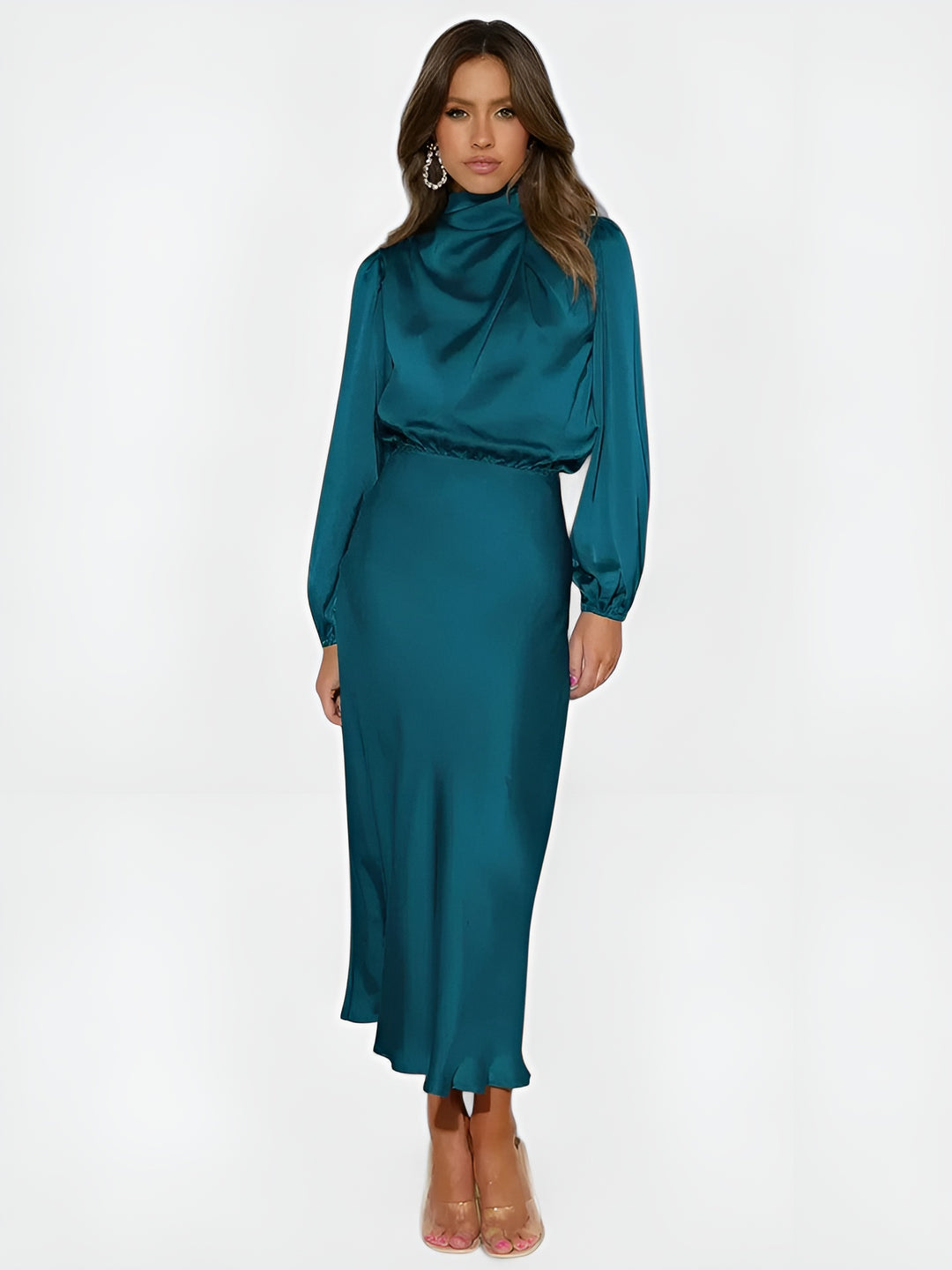 Avariel | Refined Midi Dress with High Neck