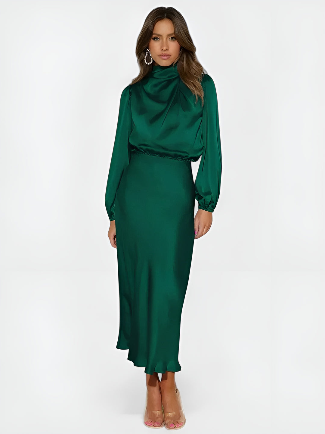 Avariel | Refined Midi Dress with High Neck