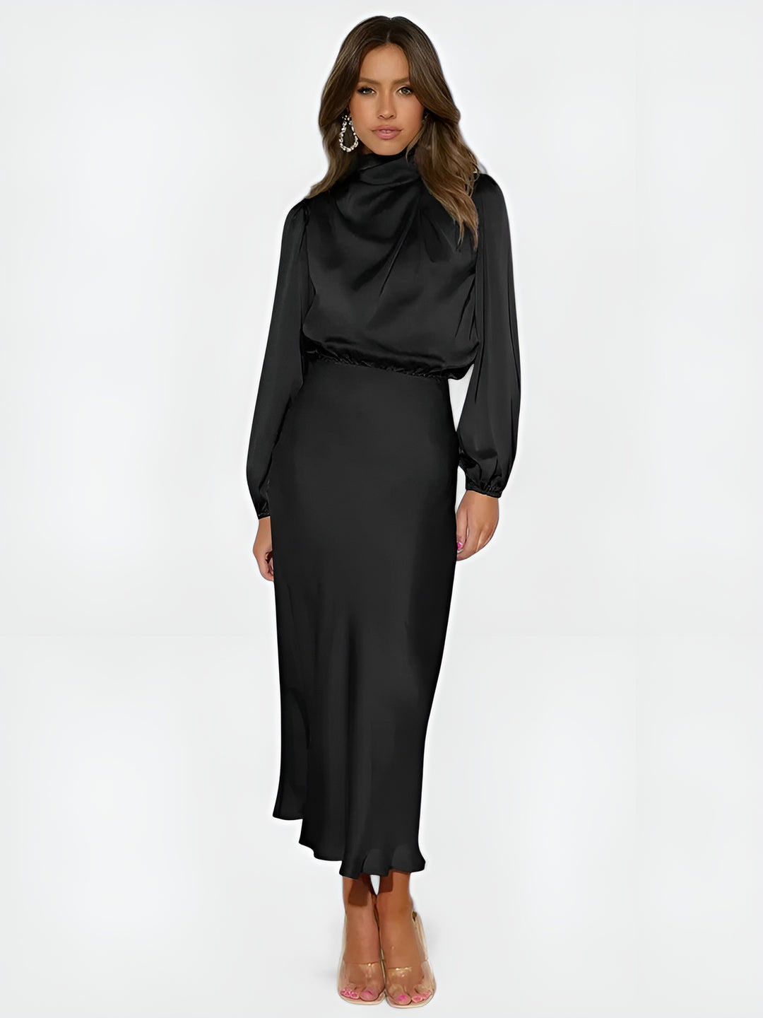 Avariel | Refined Midi Dress with High Neck