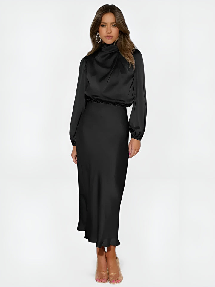 Avariel | Refined Midi Dress with High Neck