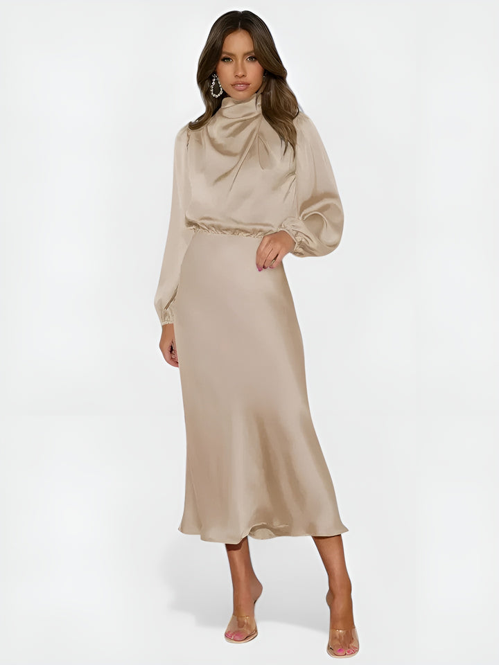 Avariel | Refined Midi Dress with High Neck