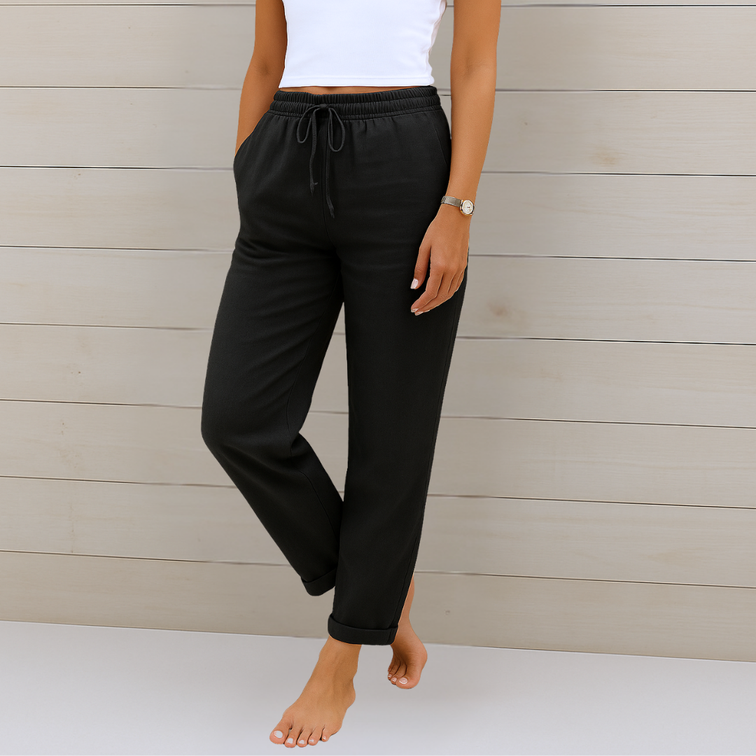 Avery | Straight Leg Drawstring Pants with Elastic Waist