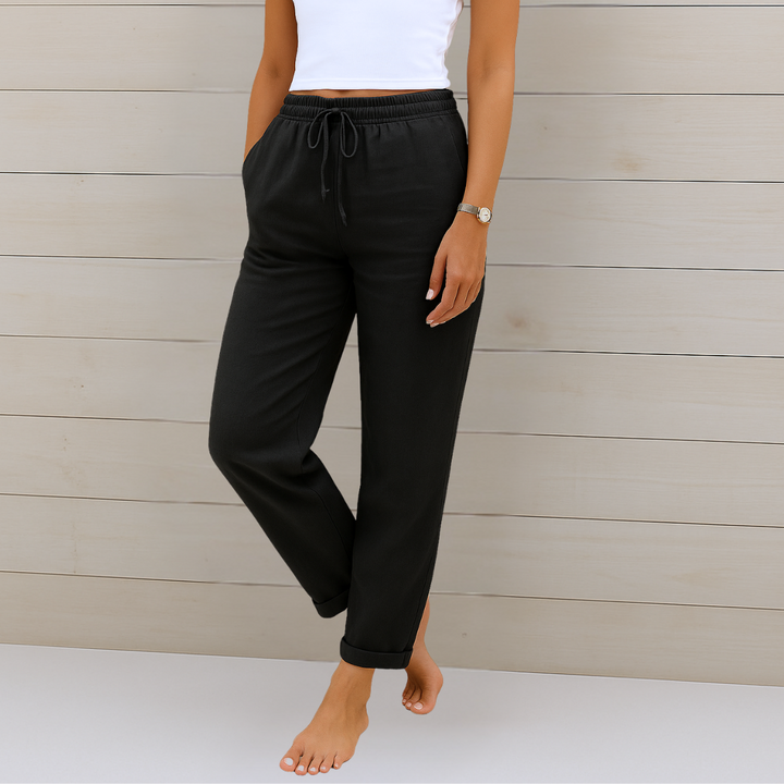 Avery | Straight Leg Drawstring Pants with Elastic Waist