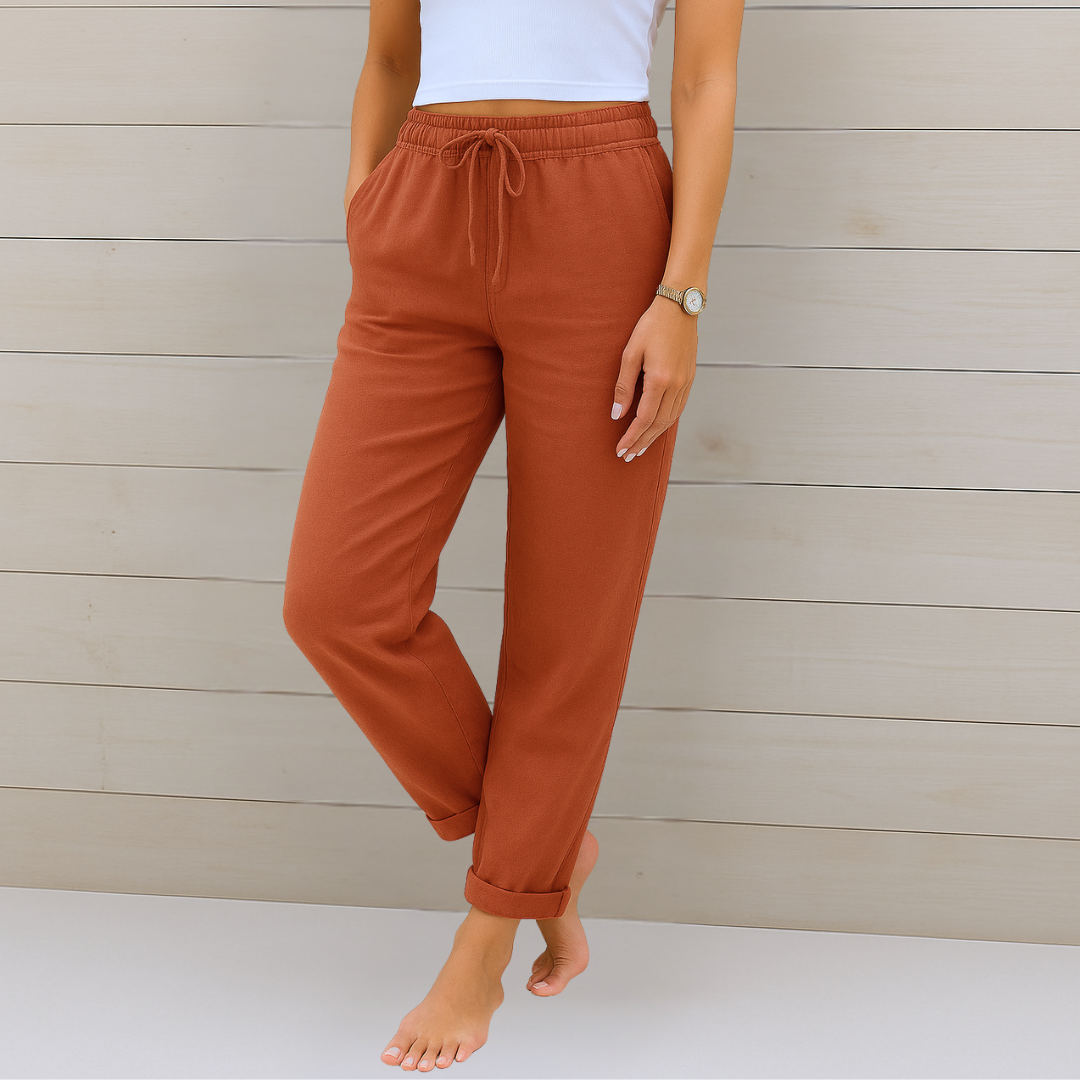 Avery | Straight Leg Drawstring Pants with Elastic Waist