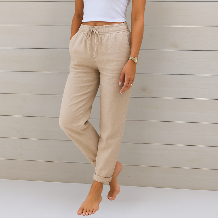 Avery | Straight Leg Drawstring Pants with Elastic Waist