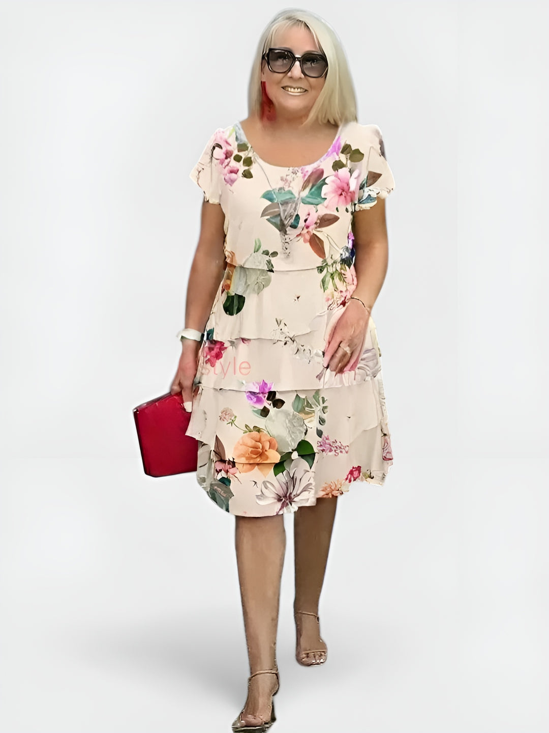 Azmeria | Floral Tiered Mini Dress with Flutter Sleeves