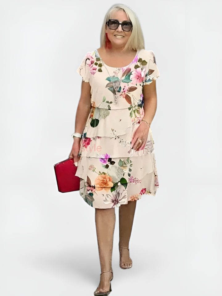 Azmeria | Floral Tiered Mini Dress with Flutter Sleeves