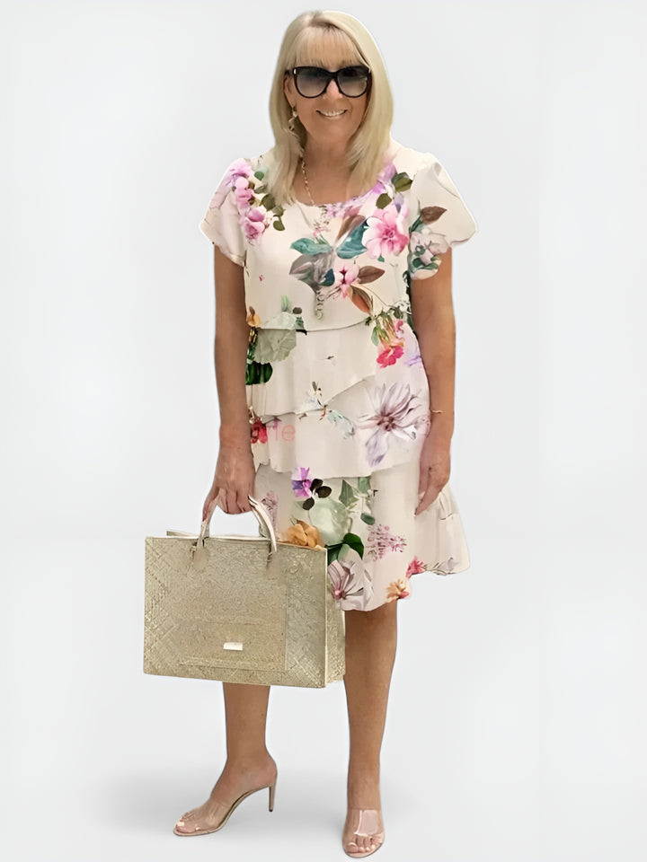 Azmeria | Floral Tiered Mini Dress with Flutter Sleeves