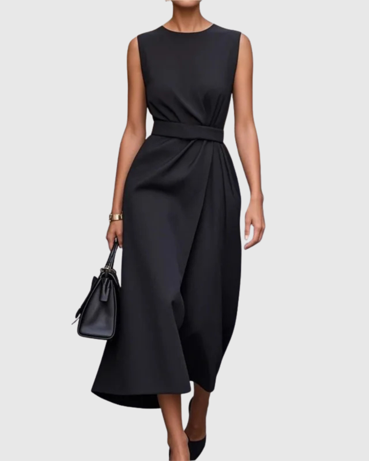 Azyria | Refined Sleeveless Midi Dress with Waist Tie