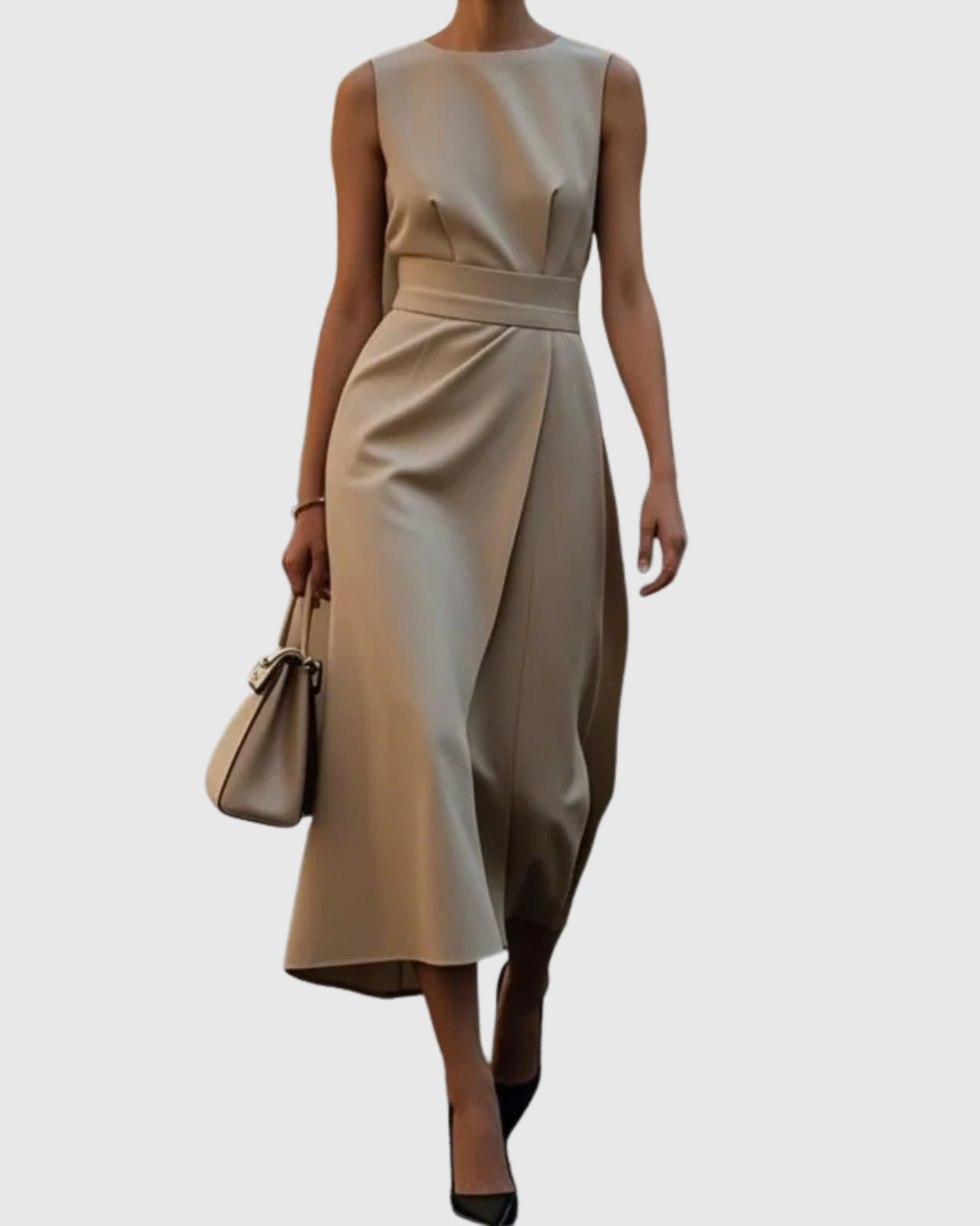 Azyria | Refined Sleeveless Midi Dress with Waist Tie