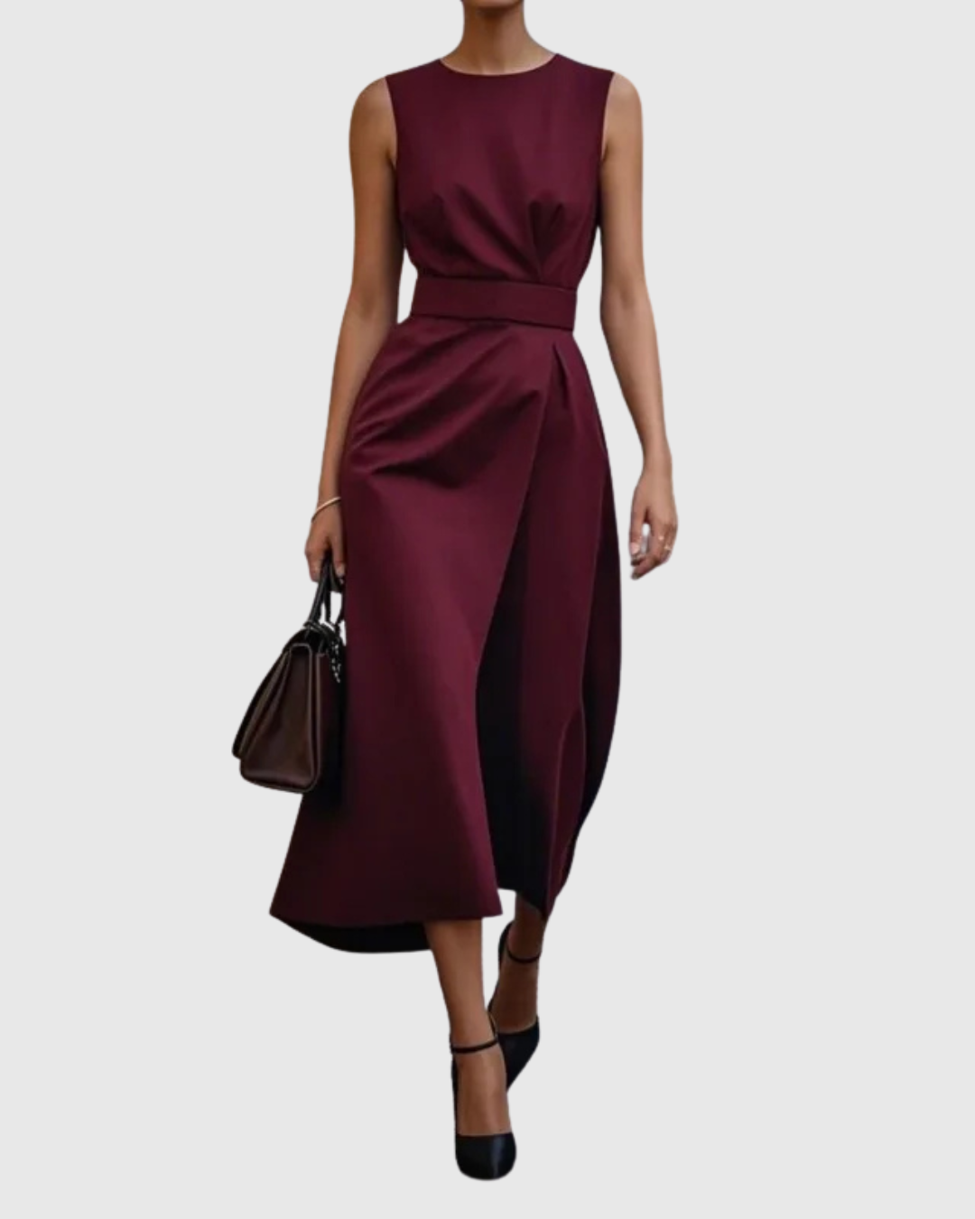Azyria | Refined Sleeveless Midi Dress with Waist Tie