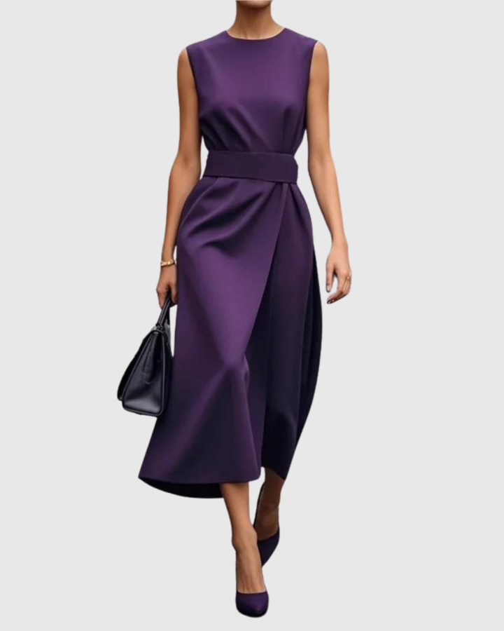 Azyria | Refined Sleeveless Midi Dress with Waist Tie