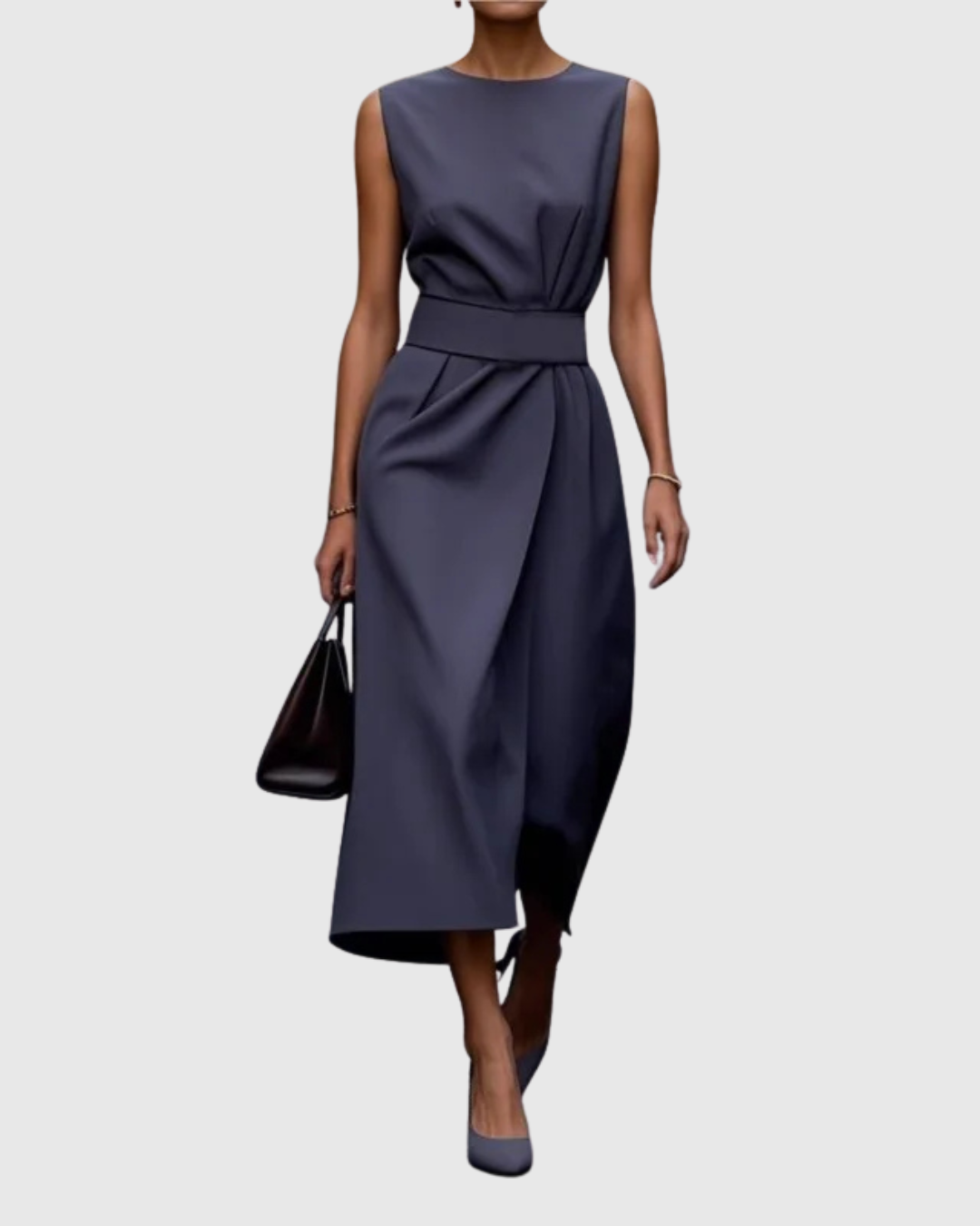Azyria | Refined Sleeveless Midi Dress with Waist Tie