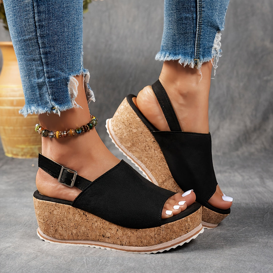Bellona | Platform Wedge Sandals with Buckle Strap
