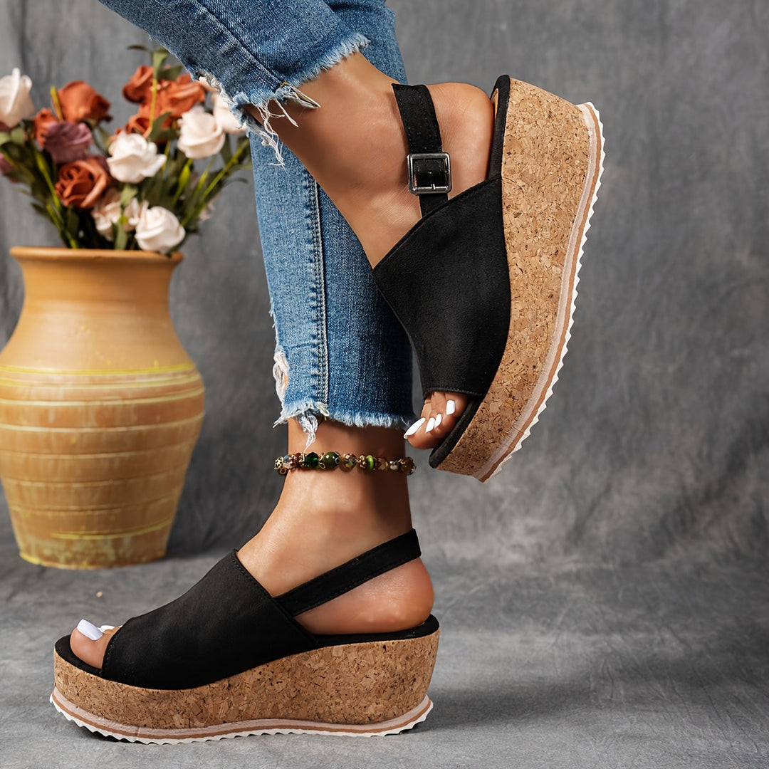 Bellona | Platform Wedge Sandals with Buckle Strap