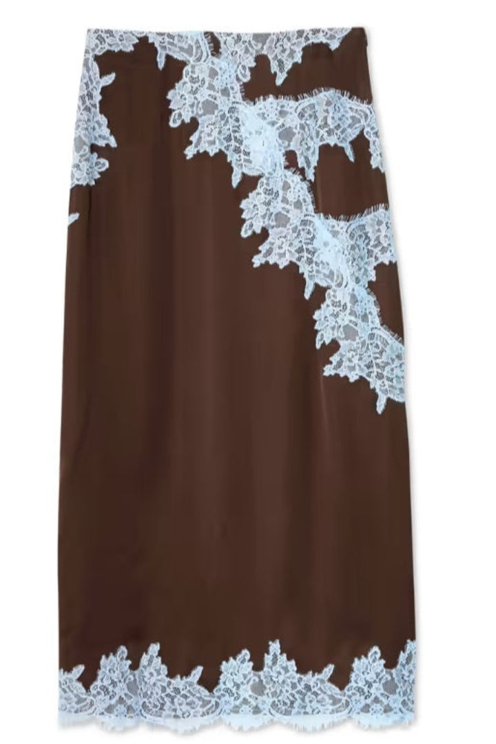 Bernadette | Elegant Halter Top and Lace Trim Maxi Skirt Set
