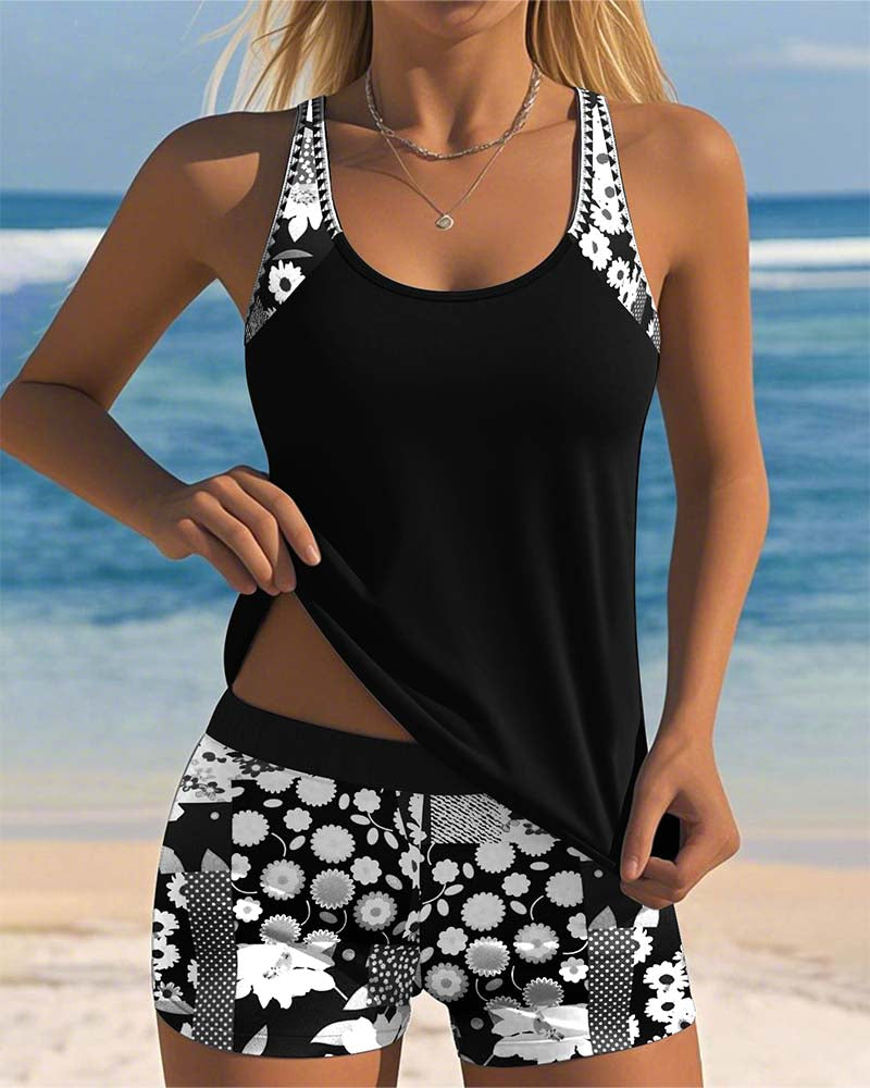 Bernice | Two Piece Tankini Set with Swim Shorts