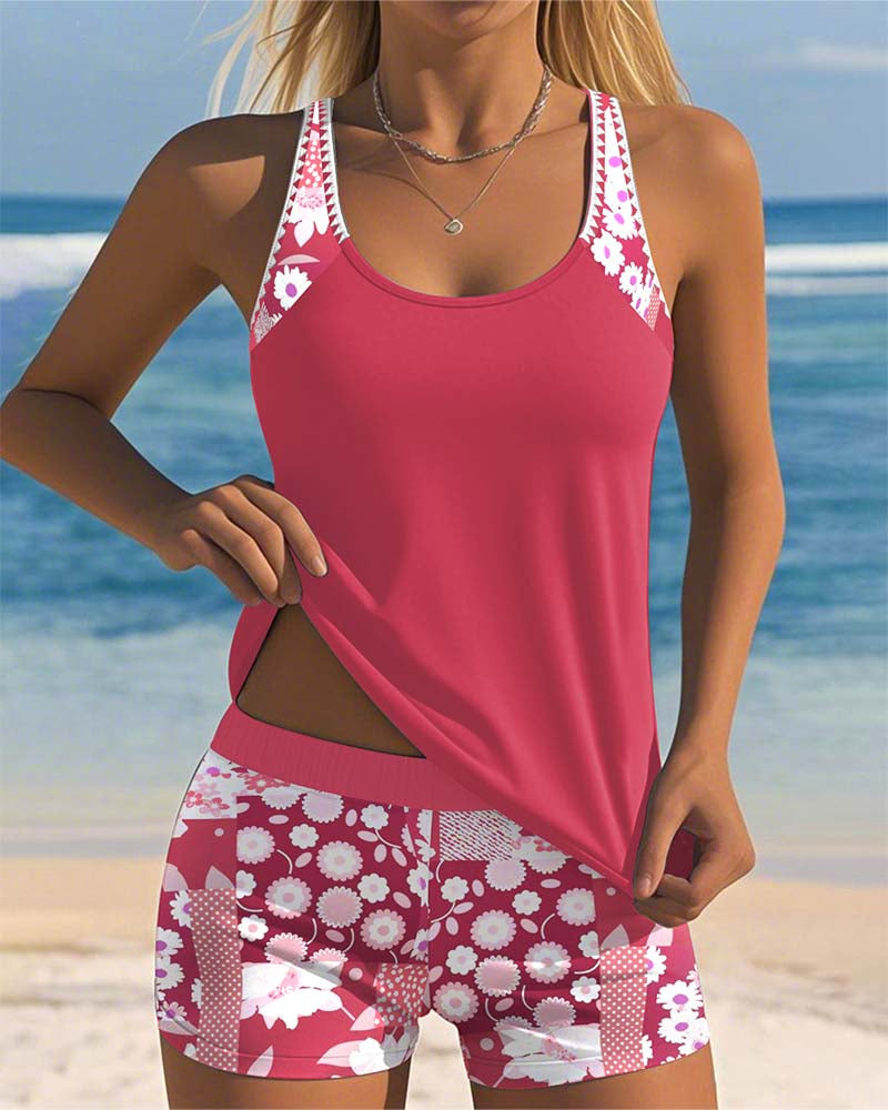 Bernice | Two Piece Tankini Set with Swim Shorts