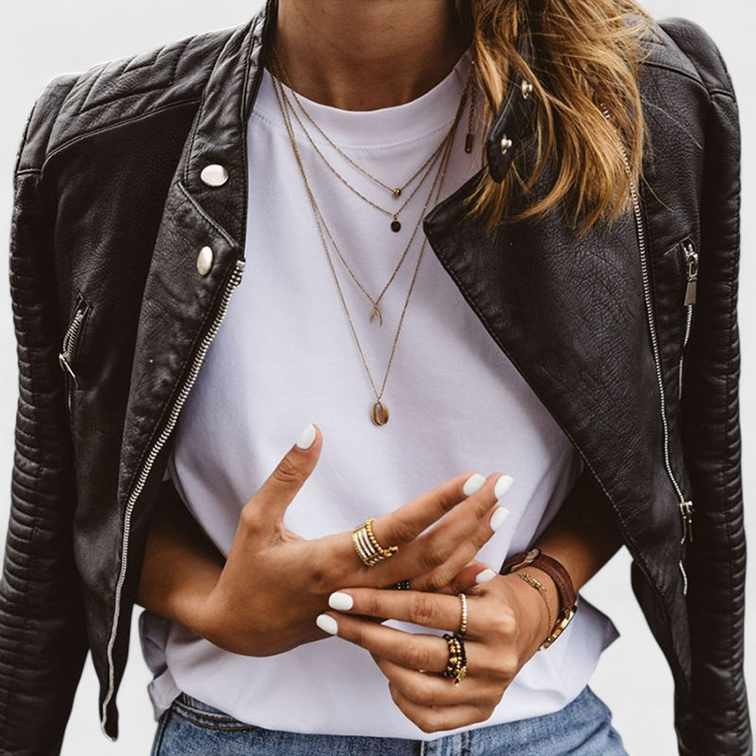 Bethany | Classic Moto Jacket with Zip Detail