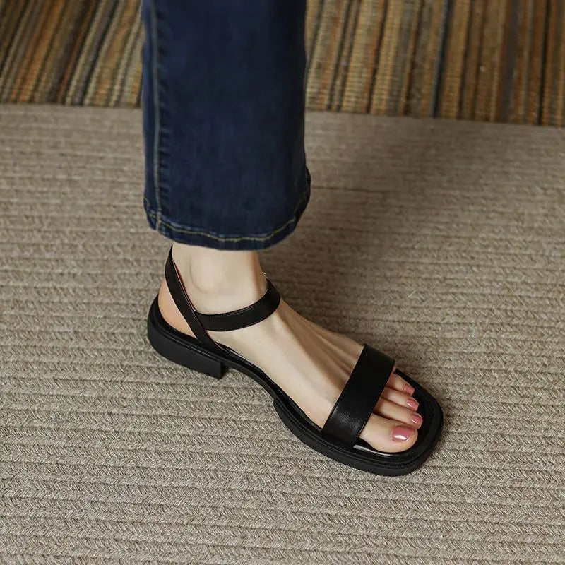 Bette | Minimalist Flat Sandals with Ankle Strap