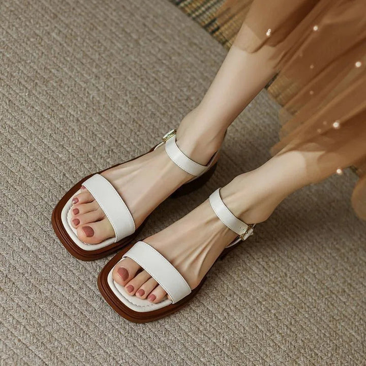 Bette | Minimalist Flat Sandals with Ankle Strap