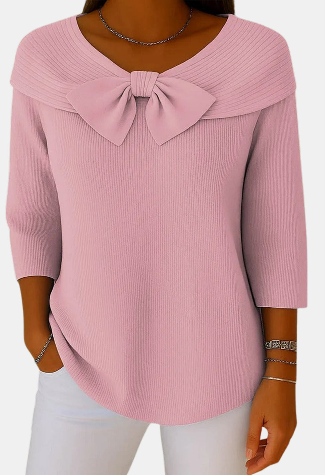 Bexley | Bow Detail Ribbed Knit Sweater