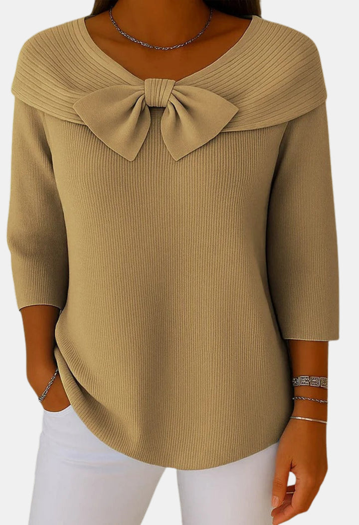 Bexley | Bow Detail Ribbed Knit Sweater