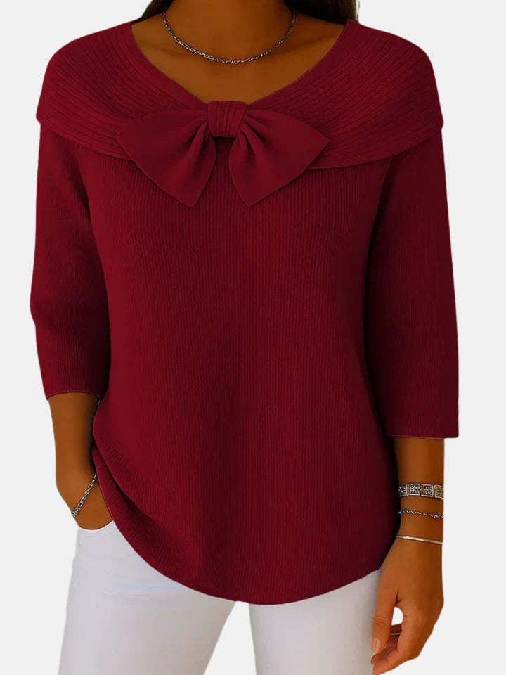 Bexley | Bow Detail Ribbed Knit Sweater