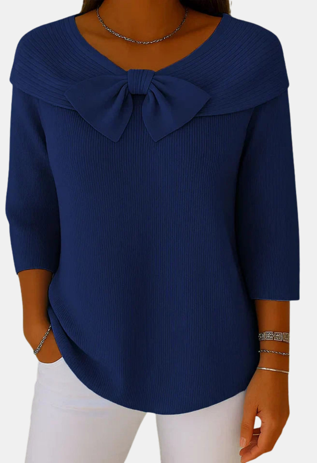 Bexley | Bow Detail Ribbed Knit Sweater