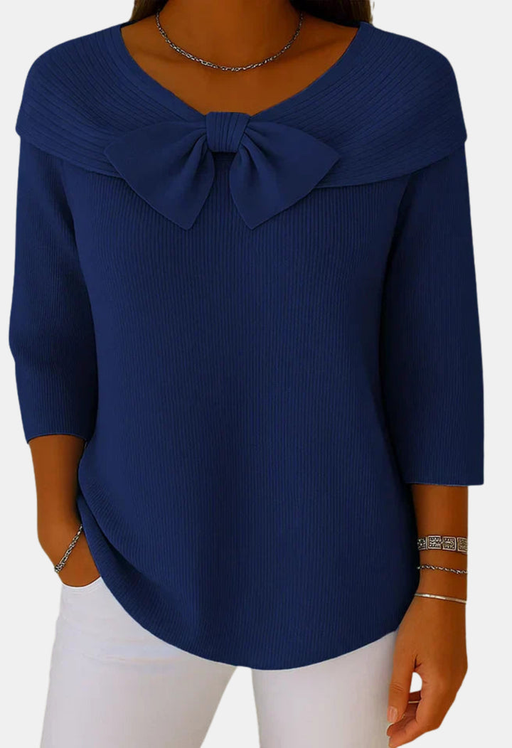 Bexley | Bow Detail Ribbed Knit Sweater