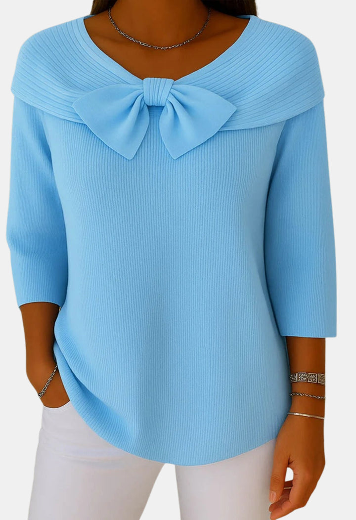 Bexley | Bow Detail Ribbed Knit Sweater