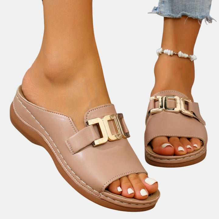 Birdella | Chic Slide Sandals with Gold Buckle