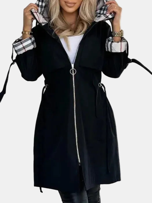 Braelyn | Hooded Trench Coat with Zip Front