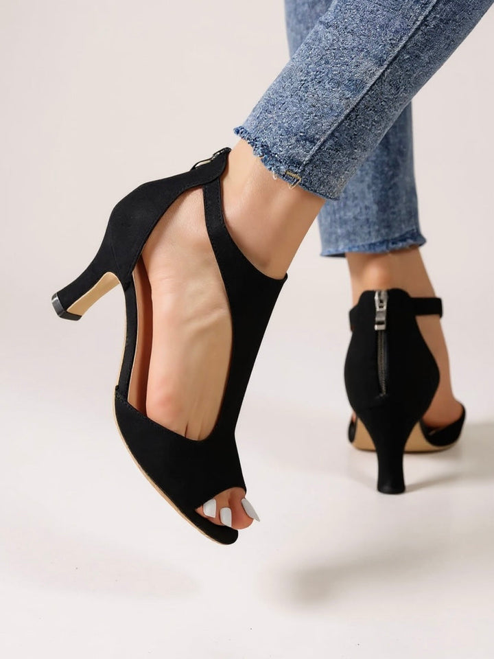 Bree | Cutout Peep Toe Block Heel Sandals