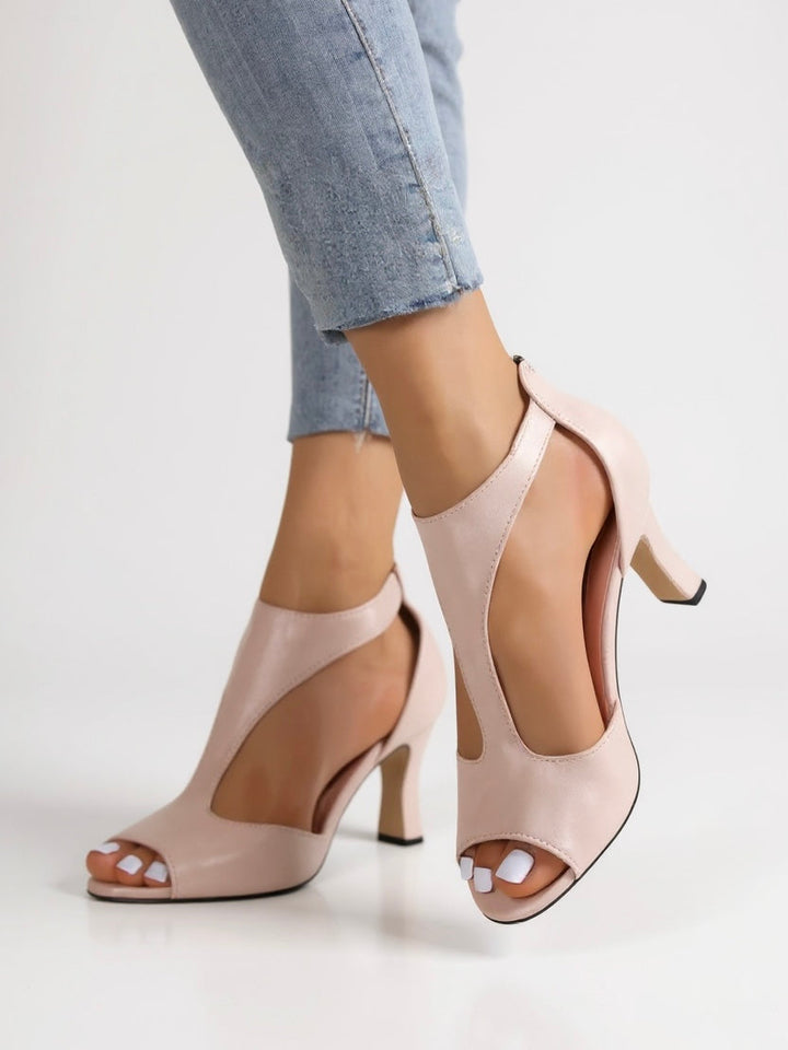 Bree | Cutout Peep Toe Block Heel Sandals
