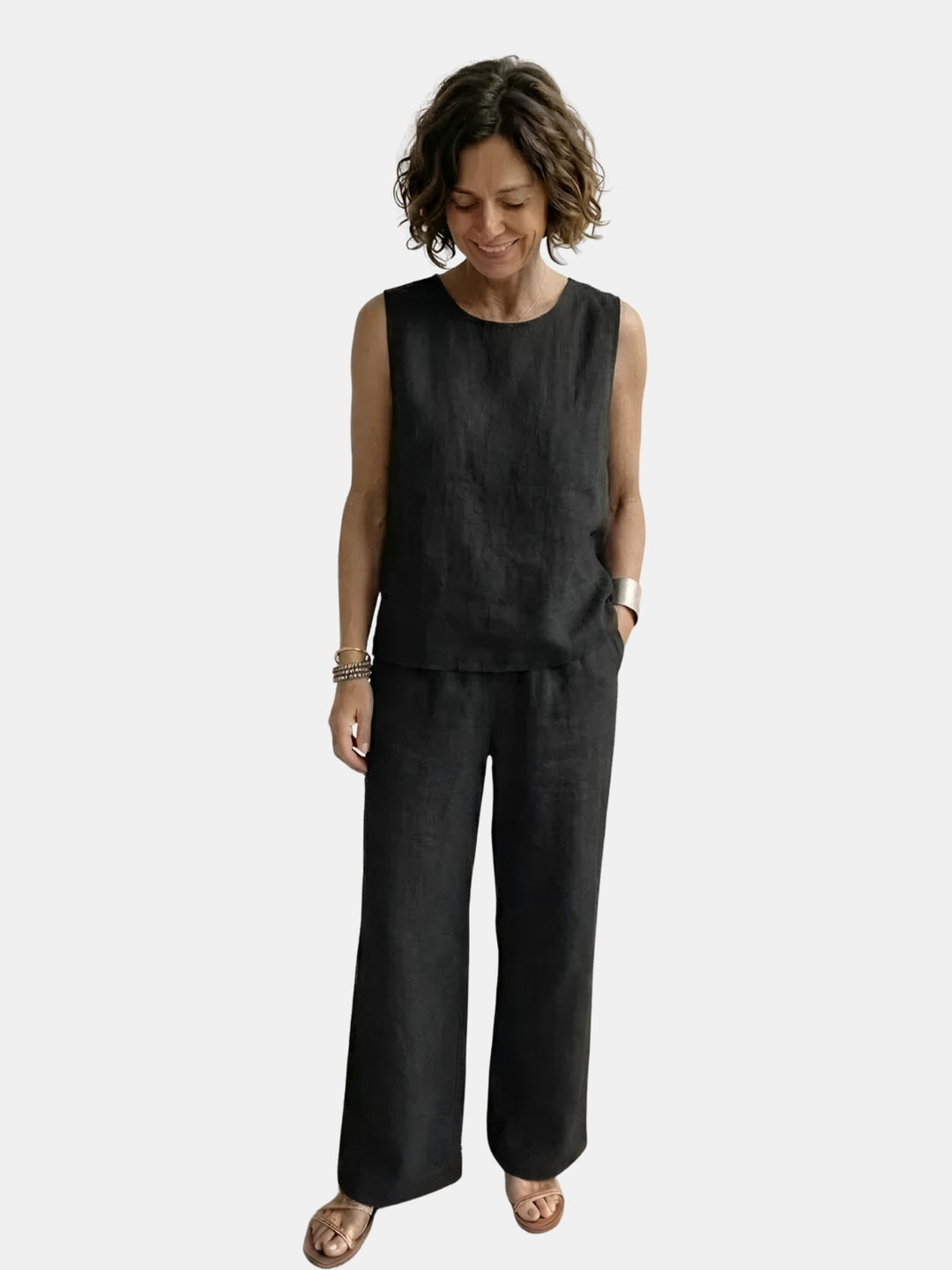 Brenna | Two Piece Set with Sleeveless Top and Wide Leg Pants