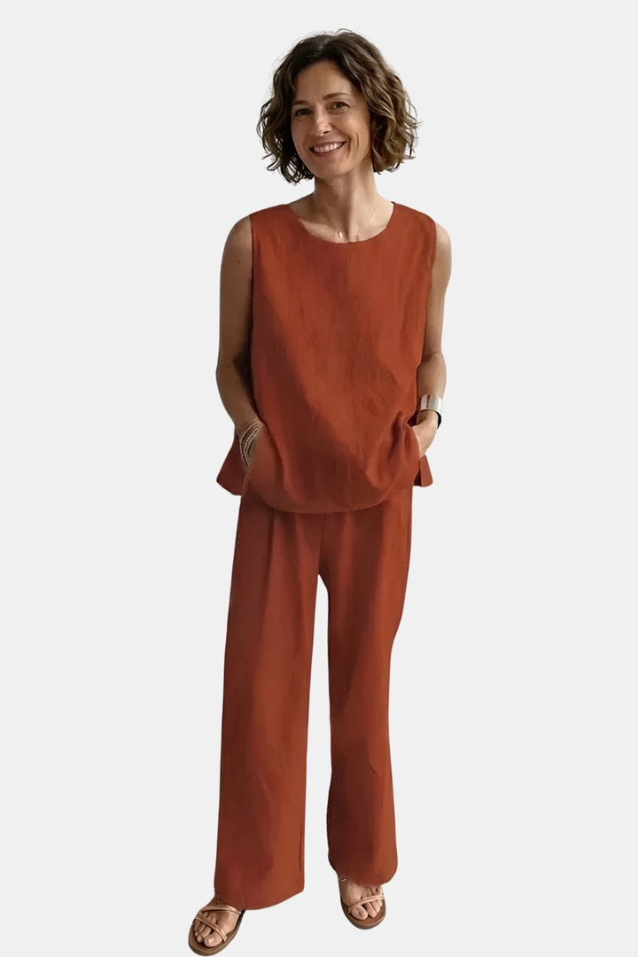 Brenna | Two Piece Set with Sleeveless Top and Wide Leg Pants