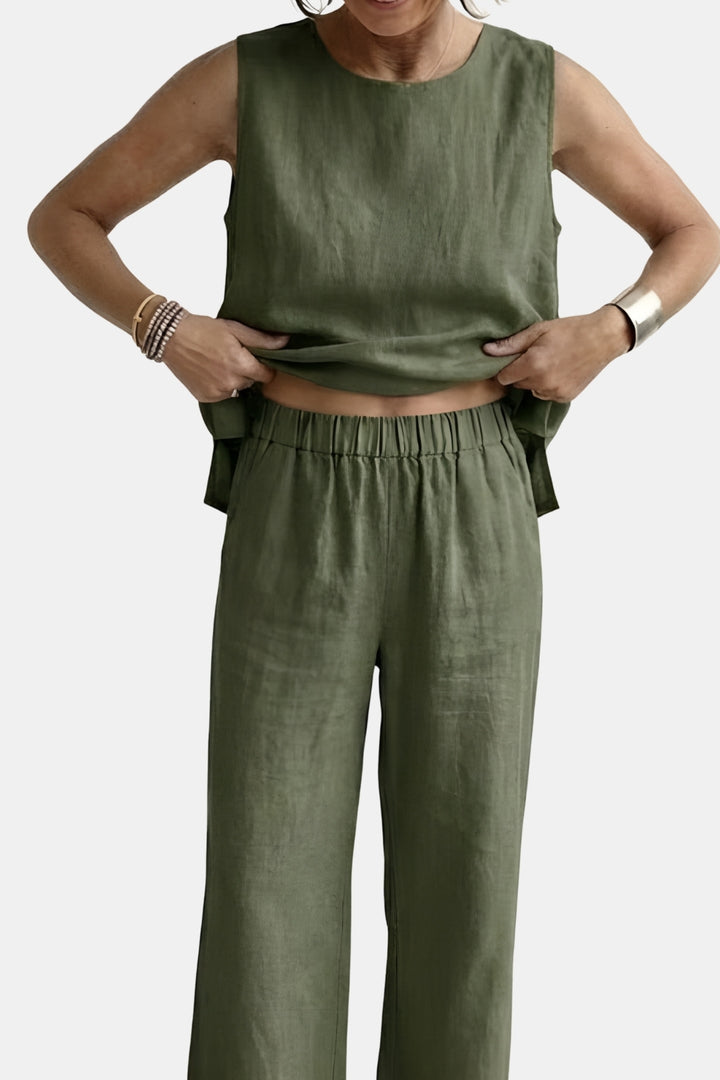 Brenna | Two Piece Set with Sleeveless Top and Wide Leg Pants