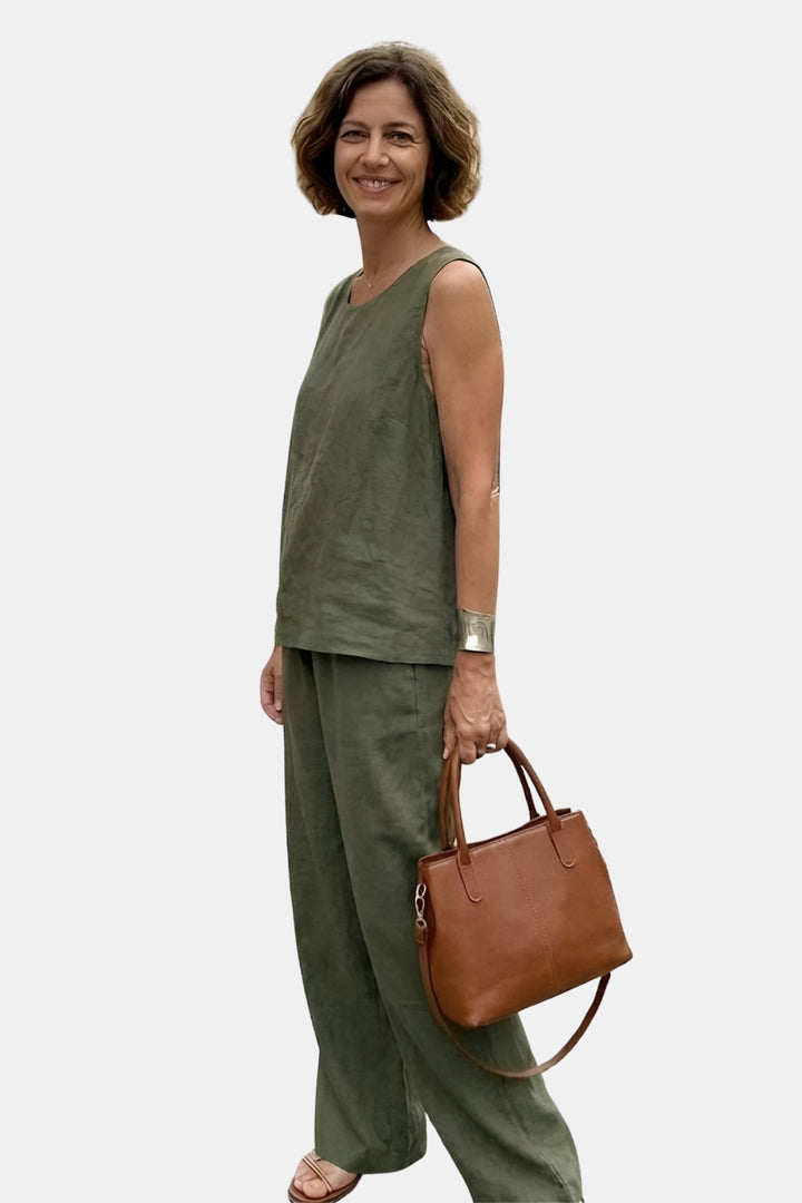 Brenna | Two Piece Set with Sleeveless Top and Wide Leg Pants