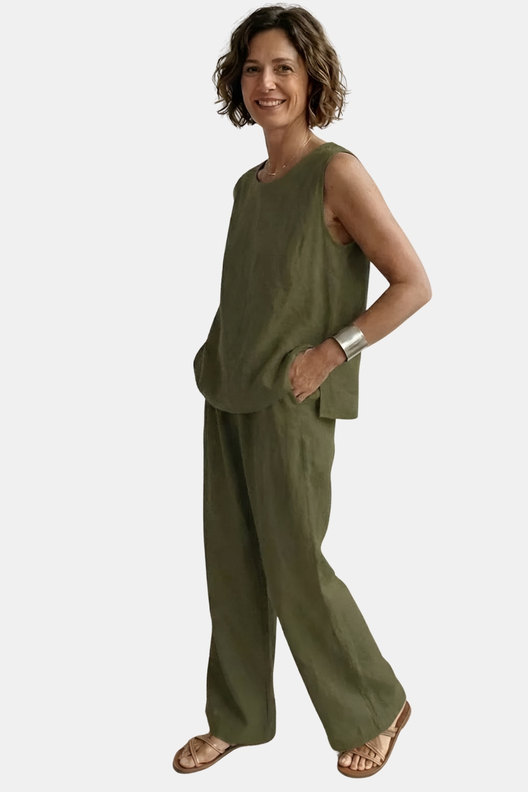 Brenna | Two Piece Set with Sleeveless Top and Wide Leg Pants