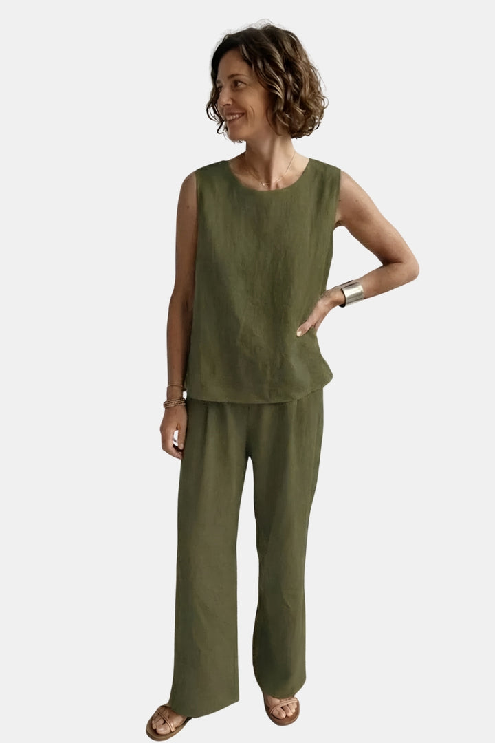 Brenna | Two Piece Set with Sleeveless Top and Wide Leg Pants