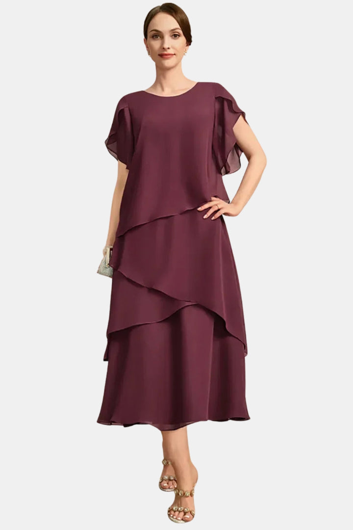 Brezandra | Elegant Layered Chiffon Midi Dress