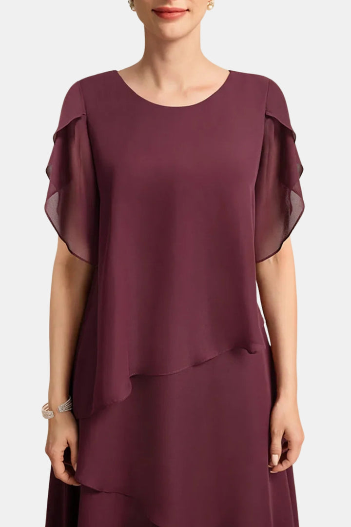 Brezandra | Elegant Layered Chiffon Midi Dress