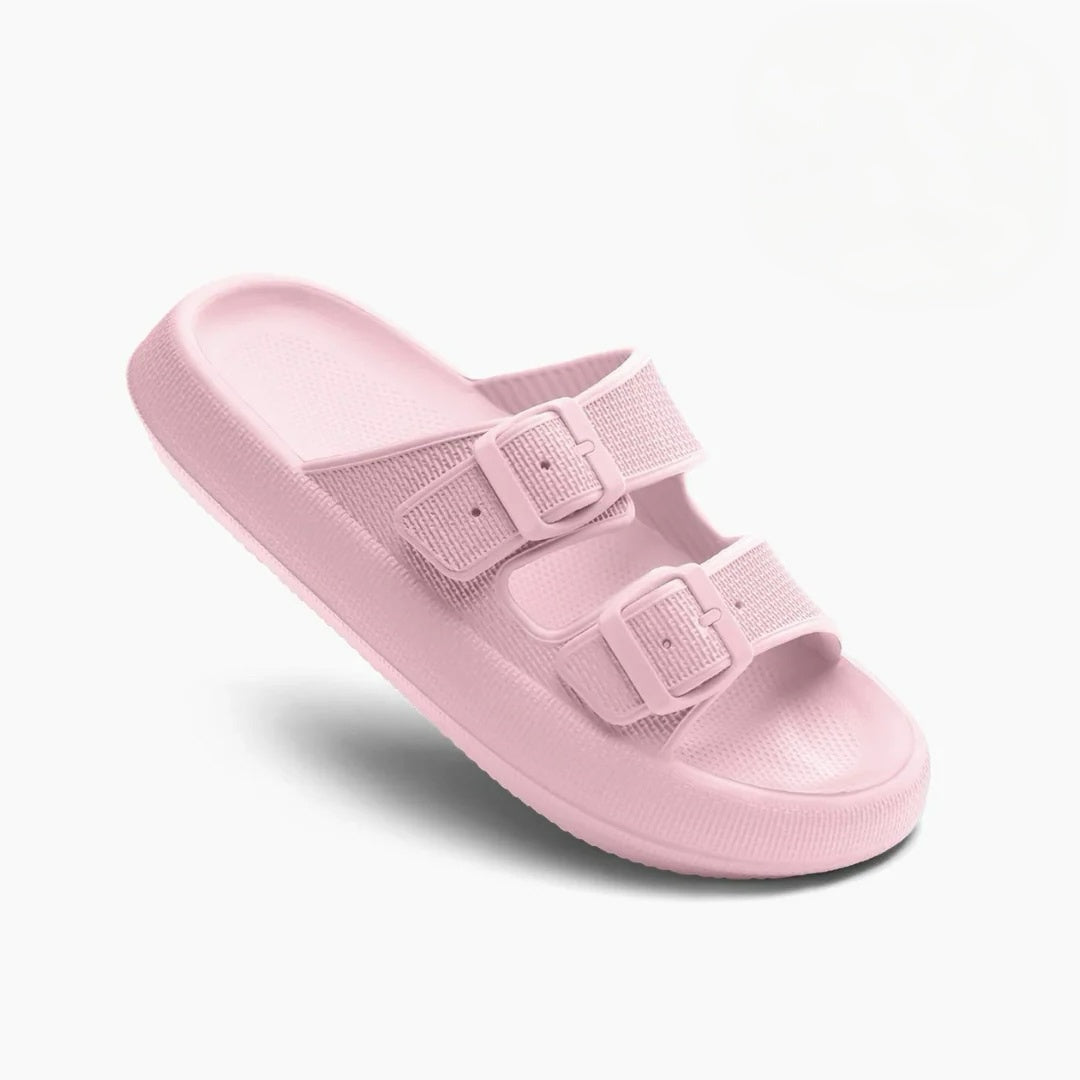 Briallen | Double Strap Slide Sandals with Buckle Detail
