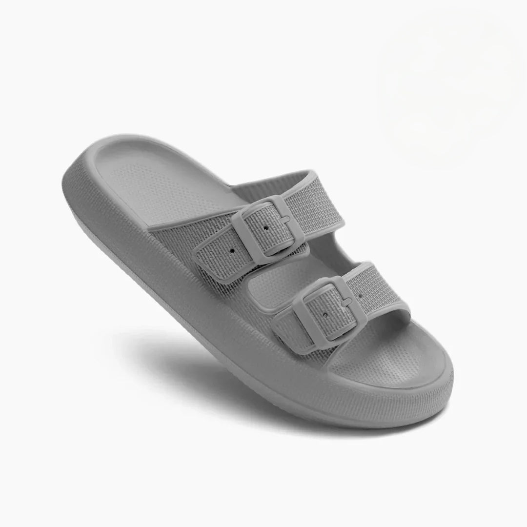 Briallen | Double Strap Slide Sandals with Buckle Detail